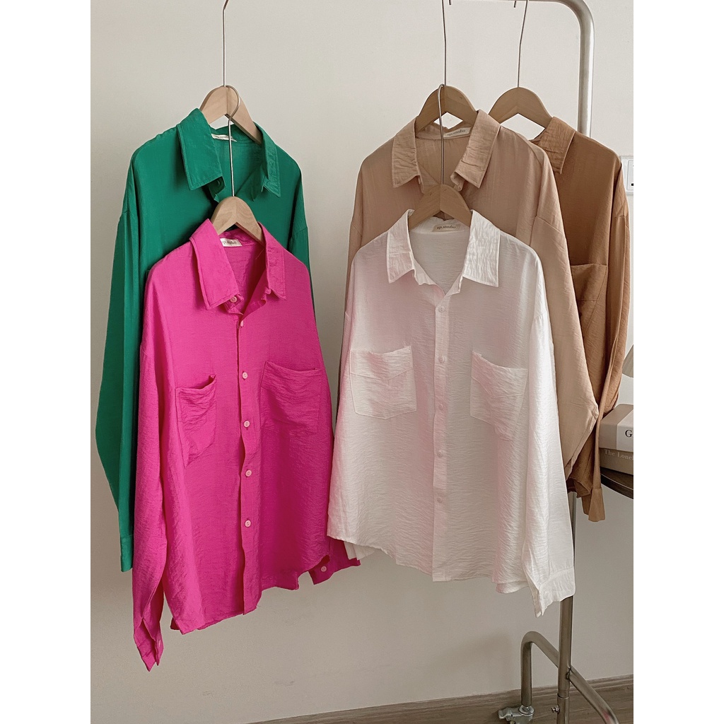 [Ảnh thật/Video] Áo sơ mi đũi nhiều màu túi 2 bên - 29feb.closet - A49