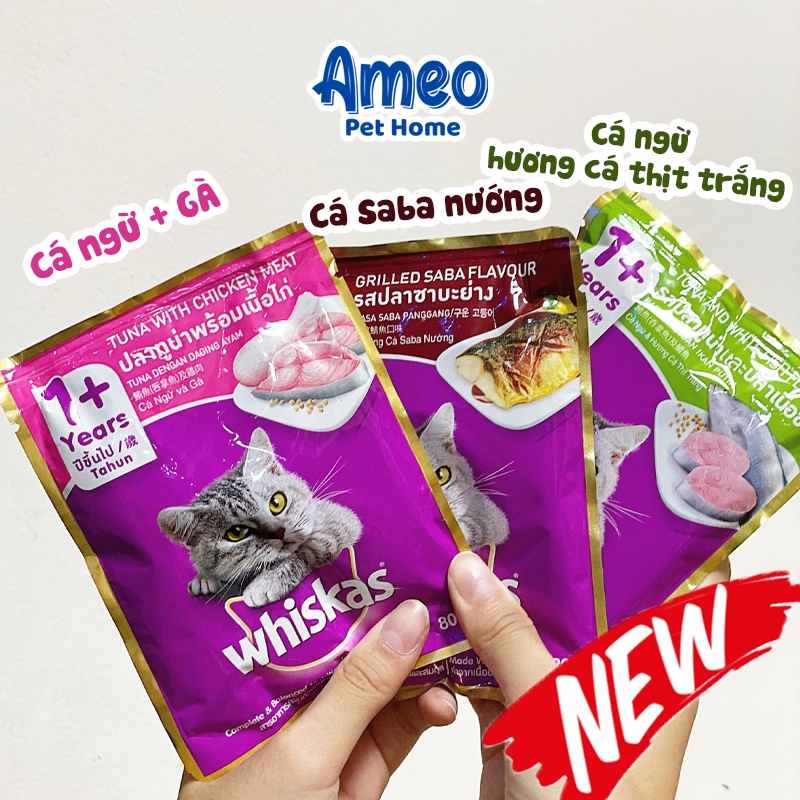 Pate Whiskas dạng gói đủ vị | Pate mèo cho mèo con Whiskas 85g