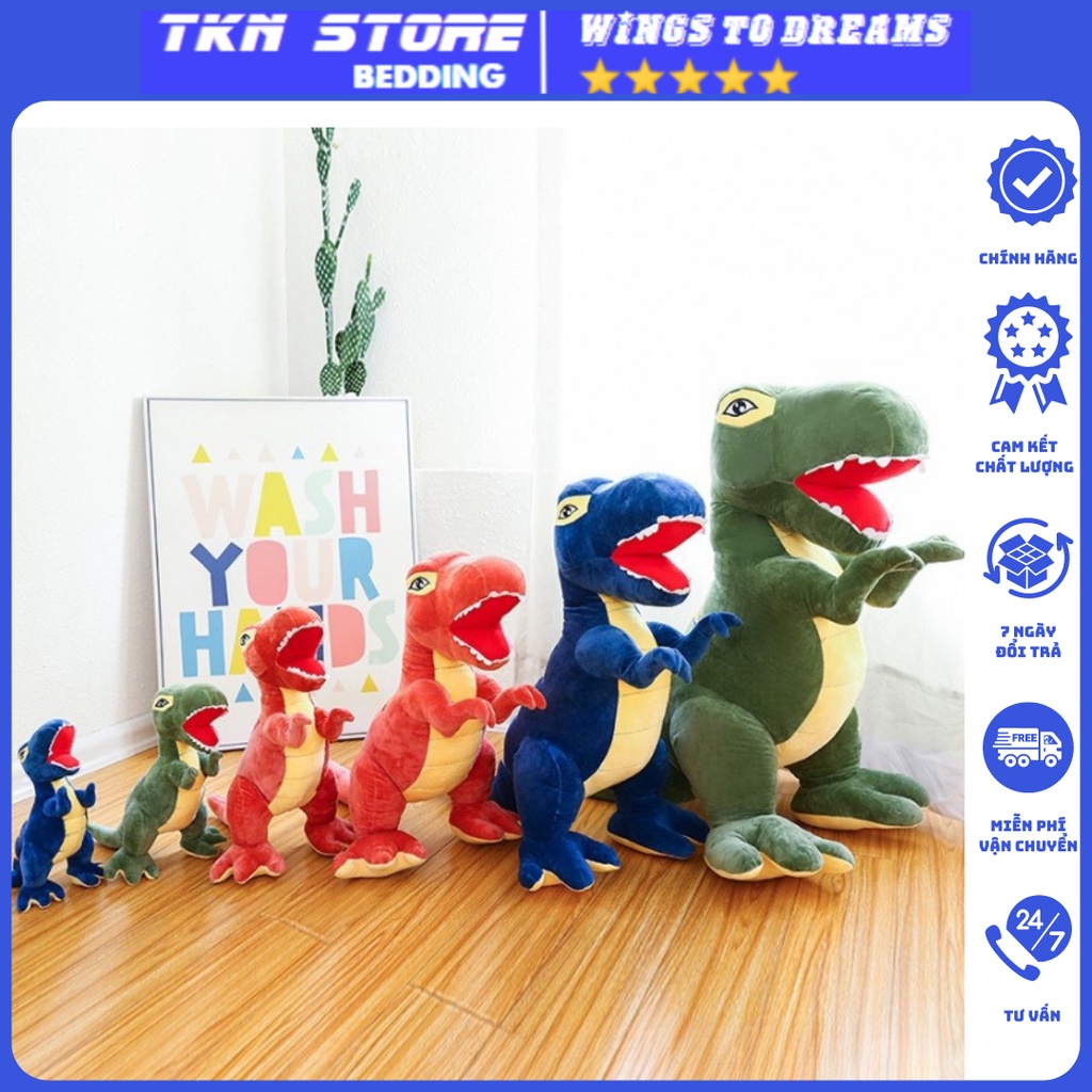 Gấu bông hình khủnh long làm quà tặng cho bé siêu đáng yêu , Gối ôm khủng long cho bé nhiều kích thước mẫu mẫu mới 2023