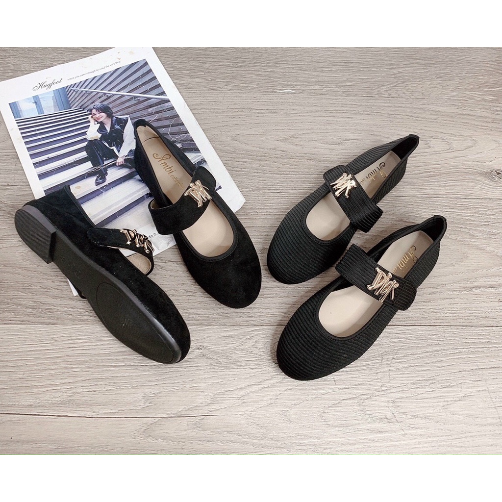 Giày Bệt Nữ Siêu Mềm Mũi tròn Quai dán Bánh bèo Len Đẹp VNXK