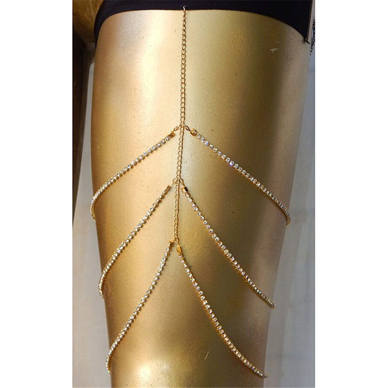 Dây chuỗi đeo đùi đính đá quý nhân tạo trang trí cơ thể cho nữ