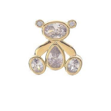 [Jiudolan] Ghim Cài Cổ Áo Hình Gấu Hoạt Hình Đính Đá Zircon Sáng Bóng Thời Trang Hàn Quốc Cho Nữ