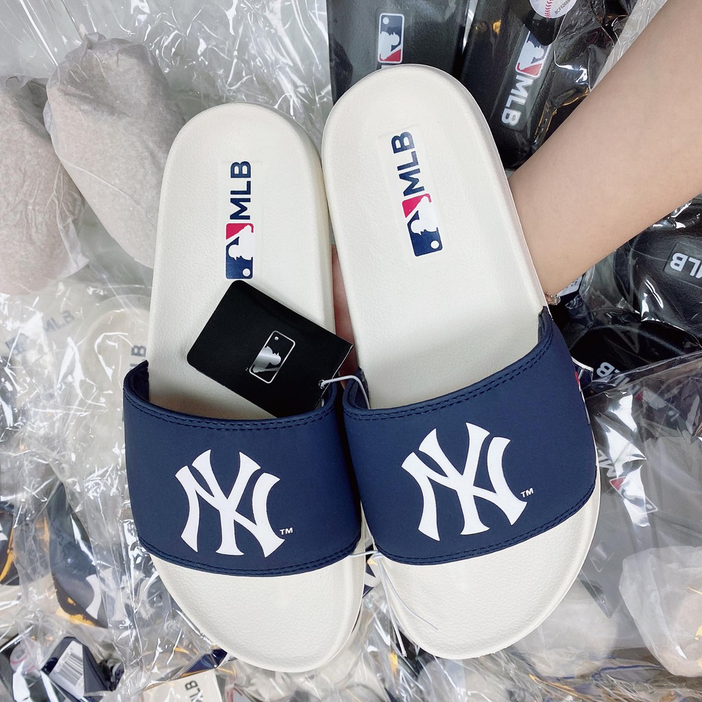 [AUTHENTIC 100%] MLB NỘi ĐỊA HÀN - Dép quai ngang MLB Classic NY Yankees Nam Nữ bản phối không hộp