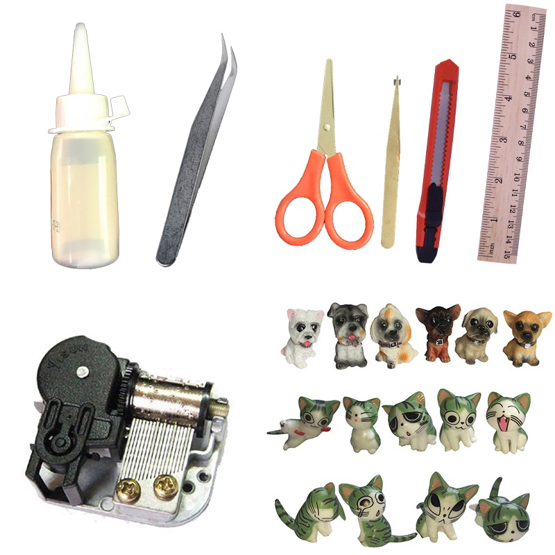 DIY Phụ Kiện Nhíp+ Kéo+ Hộp Nhạc- Phụ Kiện Mô HÌnh Nhà Búp Bê