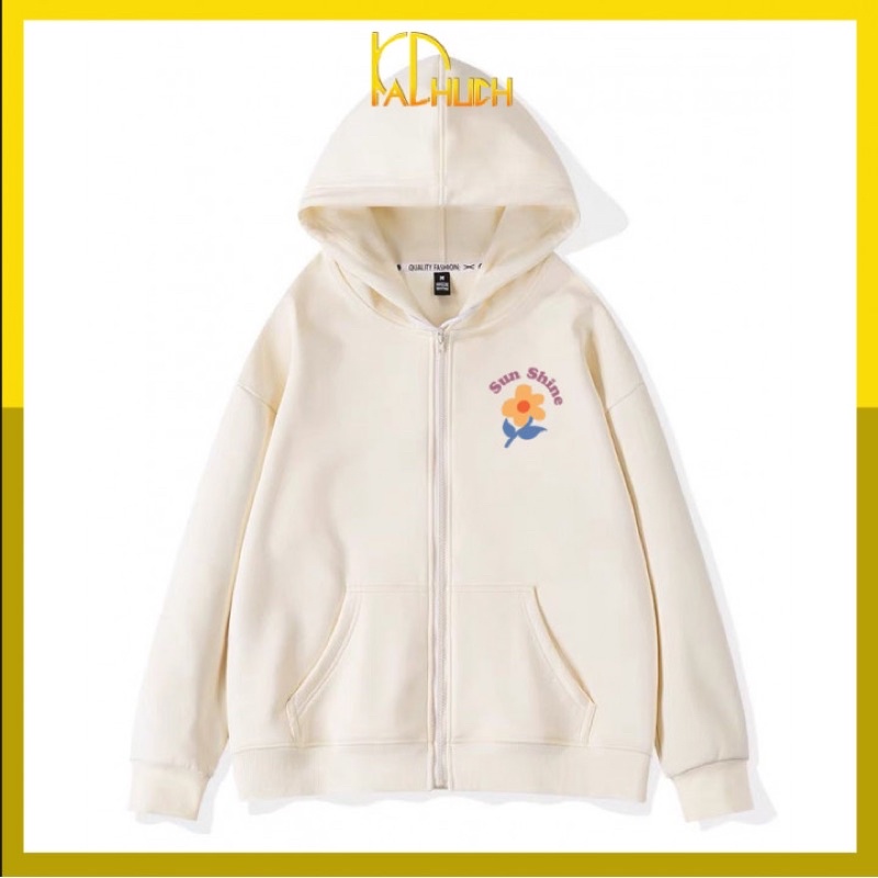Áo khoác nỉ dây kéo unisex form rộng 70kg hàng nỉ ngoại dày dặn Sun Shine