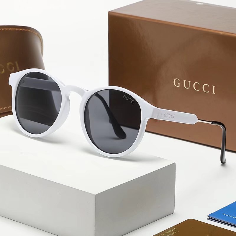 GUCCI Kính Mát Gọng Tròn Màu Vàng Đen Thời Trang Hàn Quốc