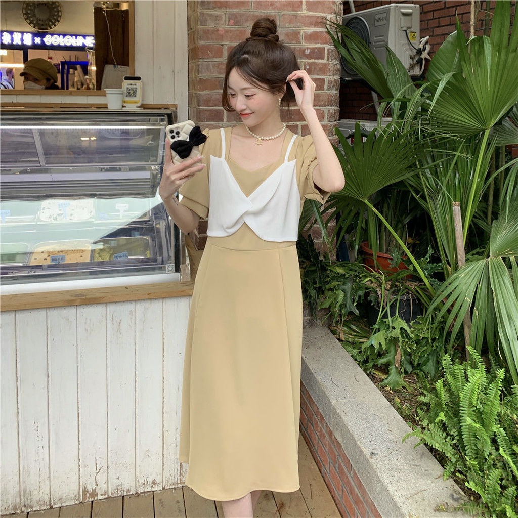 Đầm Dài Giả Hai Lớp Thời Trang Mùa Hè Thanh Lịch Cho Nữ
