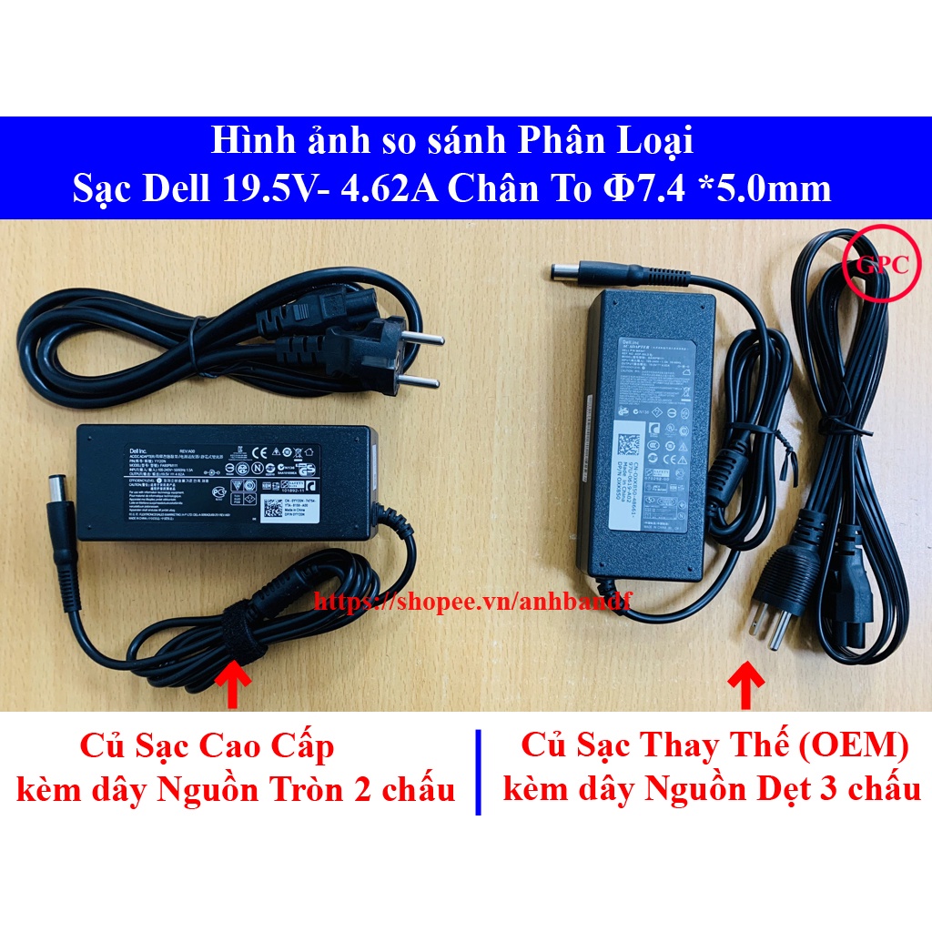 Sạc Laptop Dell 19.5V 4.62A (90w) Chân Kim To Φ7.4 *5.0mm E6420 E6520 3442 3443 3543 N4030 N4050 N4110