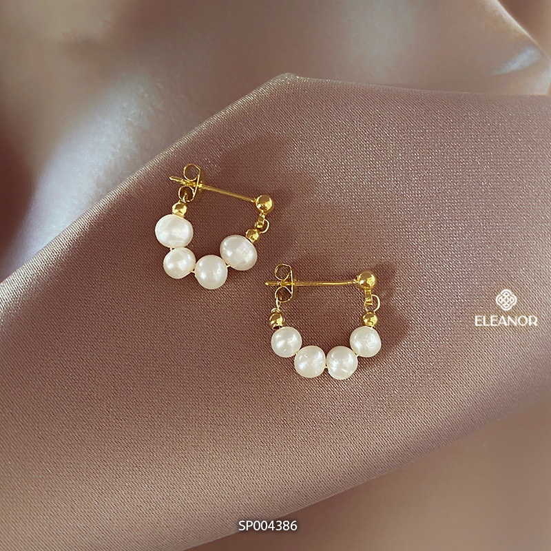 Bông tai nữ ngọc trai nhân tạo Eleanor Accessories dáng thả phụ kiện trang sức 4386