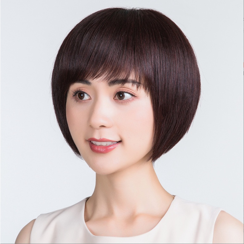 🌿Tặng Lưới🌿 Tóc giả nữ trung niên nguyên đầu tự nhiên - TG20