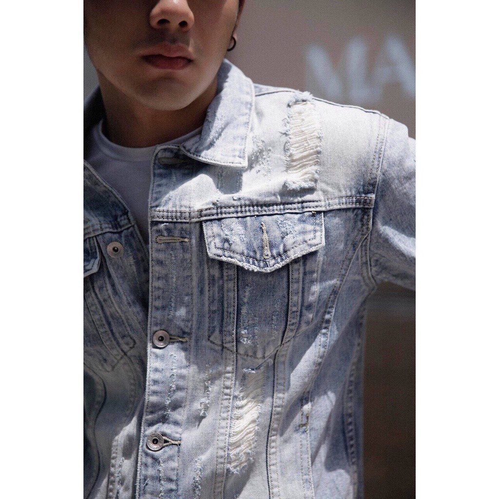 Áo Khoác Nam Áo khoác jean nam đen trơn phối cúc cổ Xả Kho Hàng Xưởng | BigBuy360 - bigbuy360.vn