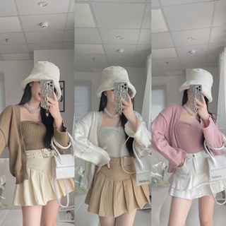 Set khoác len kèm quây + chân váy kaki đuôi cá