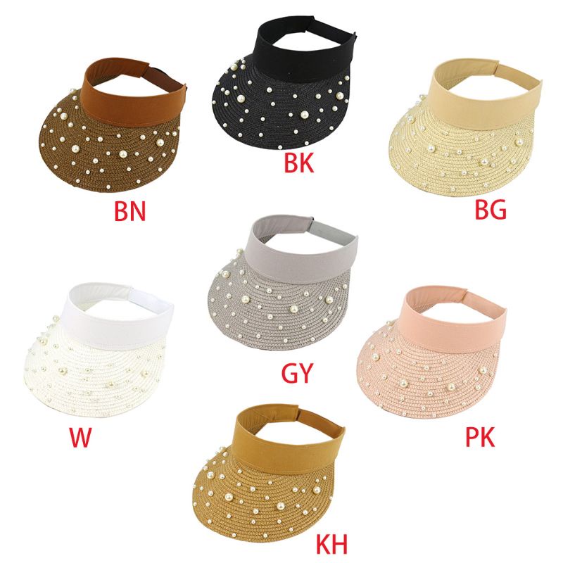 Nón Cối Rộng Vành Đính Hạt Ngọc Trai Giả Chống Nắng Thời Trang Đi Biển Cho Nữ