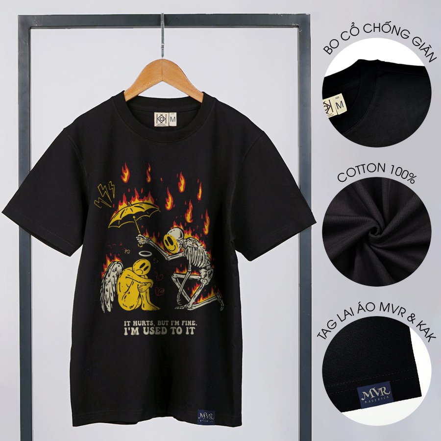 Áo form rộng tay lỡ unisex chất ngầu cần người che chở cánh thiên thần MVR size rộng tee Mỹ BB4143