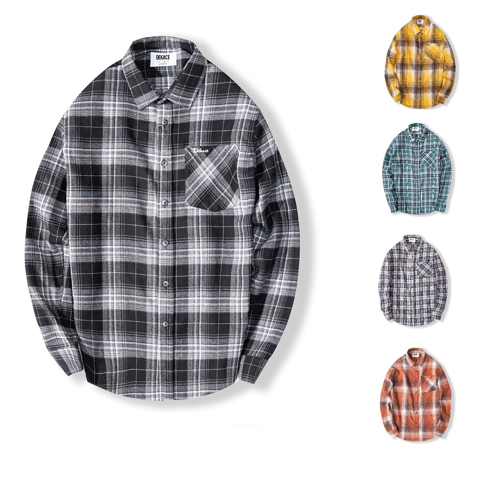 Áo Sơ Mi Kẻ Nam Flannel Vải Cotton Dạ Form Rộng