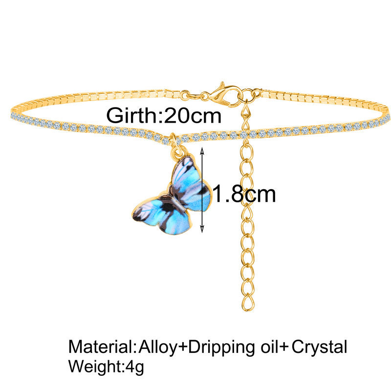 Dây Chuyền/ Vòng Tay Hợp Kim Đính Đá Tạo Hình Bướm Xinh Xắn Cho Nữ