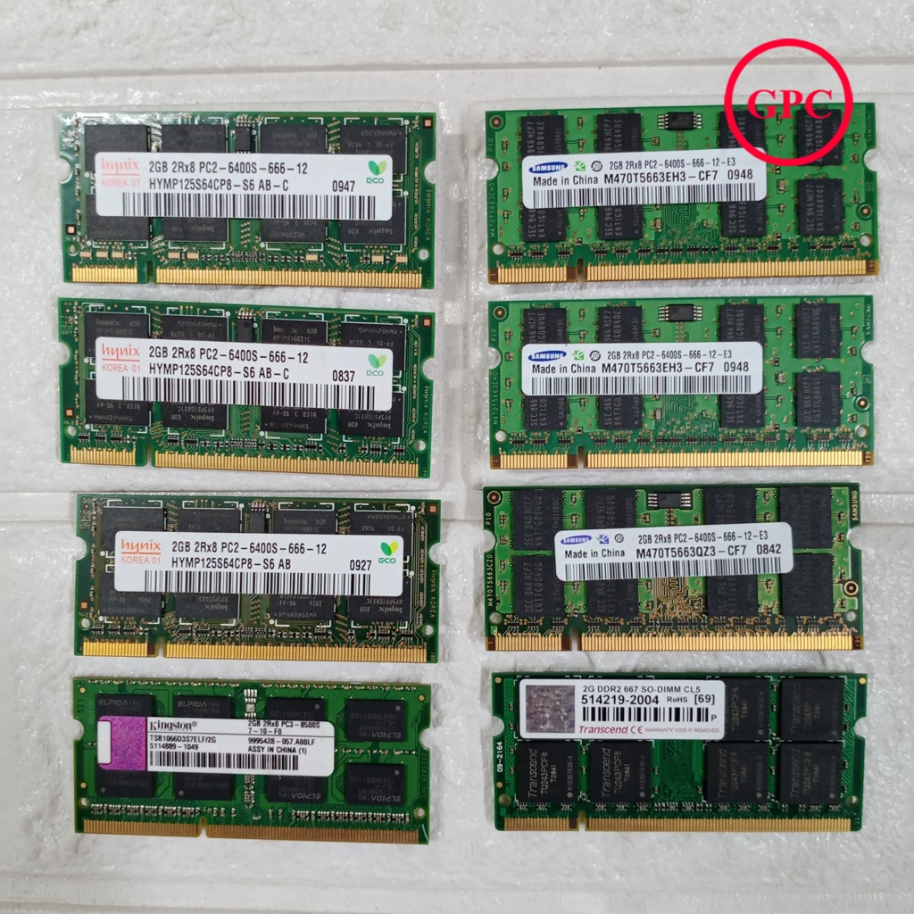RAM Laptop DDR2 - 2G bus 667/ 800 cũ bóc máy (Ram Laptop PC2-2G )