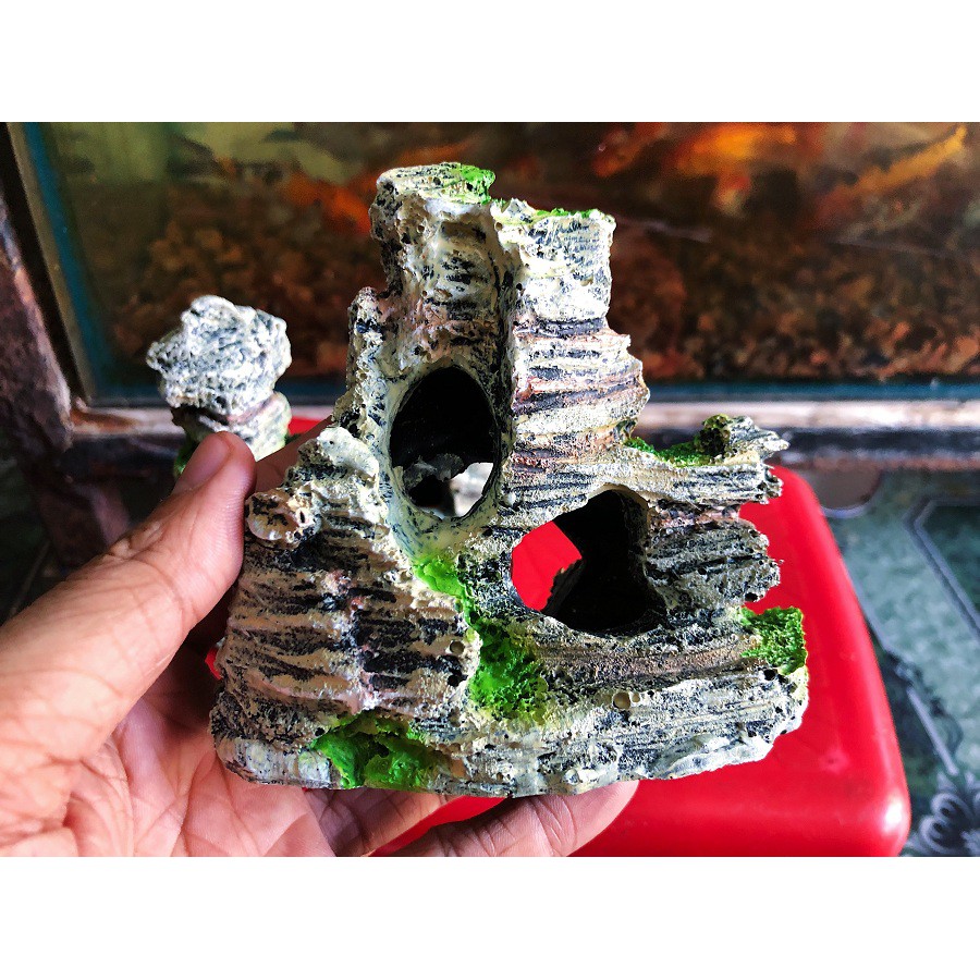 CẢNH NÚI HANG TRANG TRÍ HỒ CÁ NON BỘ CAO 10CM