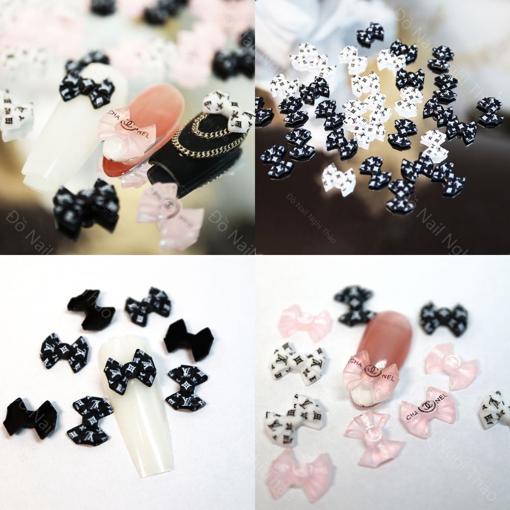 Charm nail nơ thương hiệu trang trí móng
