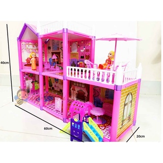 Nhà búp bê cỡ lớn cho trẻ - Mô hình nhà bao gồm nội thất lắp ráp tùy biến theo ý của trẻ. Xếp hình nhà búp bê