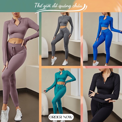 Set Đồ Tập Gym, Yoga, Aerobic VẢI DỆT KIM chất siêu co giãn thoải mái - Hàng Quảng Châu Cao Cấp (BT26)