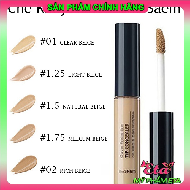 Kem che khuyết điểm The Saem Cover Perfection Tip Concealer Spf28 PA++ Ckđ độ che phủ cao lâu trôi