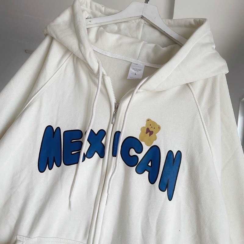 Áo Khoác Nỉ Ngoại Mexican Unisex - Hoodie zip form rộng tay bồng kiểu dáng nam nữ