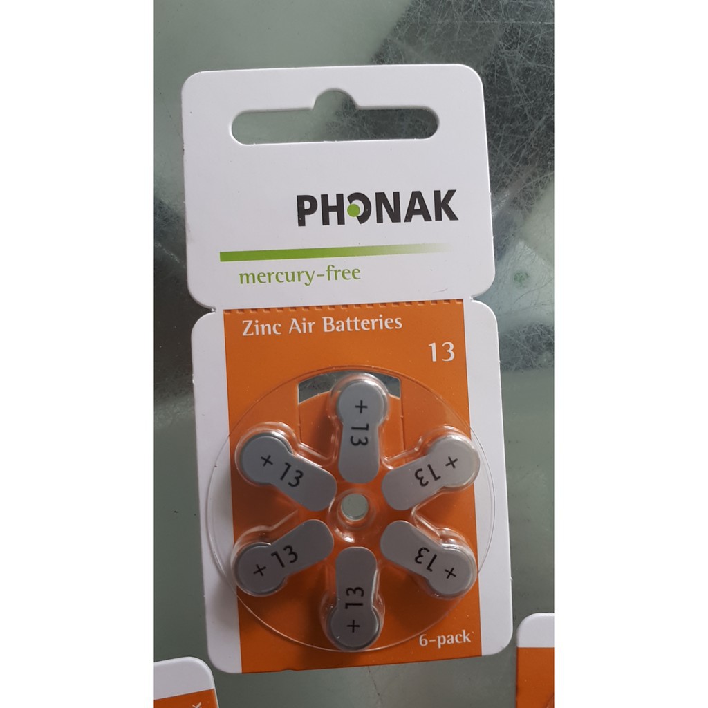 Pin Phonak 13/ Pin SONY 13 Cho Máy Trợ Thính (6 viên/vỉ)