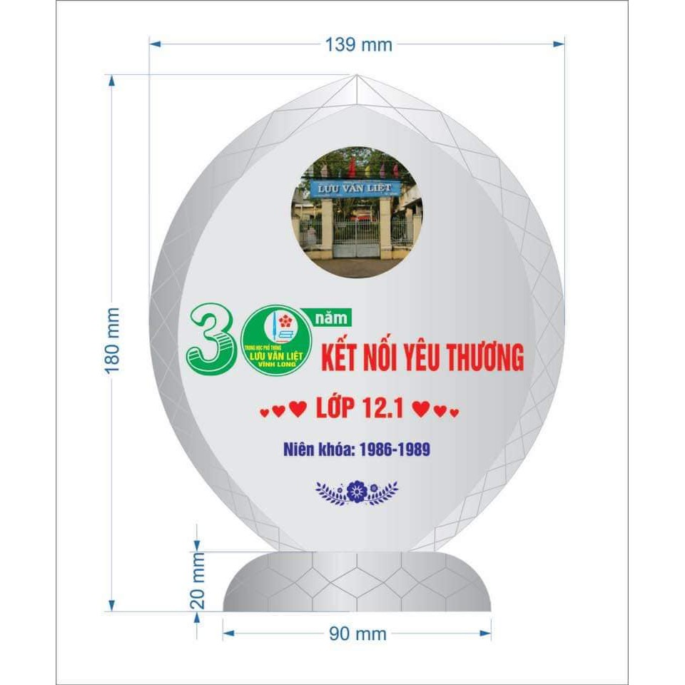 Cup lưu niệm pha lê - cúp lưu niệm thủy tinh In Nội Dung Theo Yêu Cầu