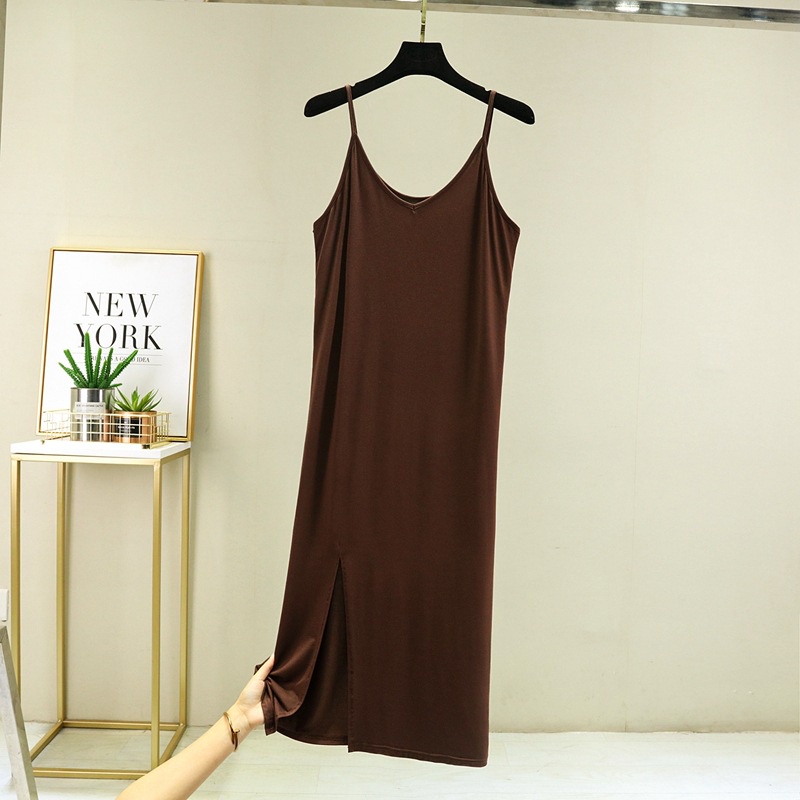 Đầm Dài Cổ Chữ V Xẻ Tà Thời Trang Xuân Hè Phong Cách Hàn Quốc Cho Nữ