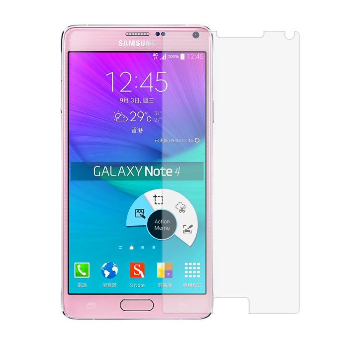 Kính cường lực Samsung Note 4 trong suốt tặng kèm giấy lau màn hình