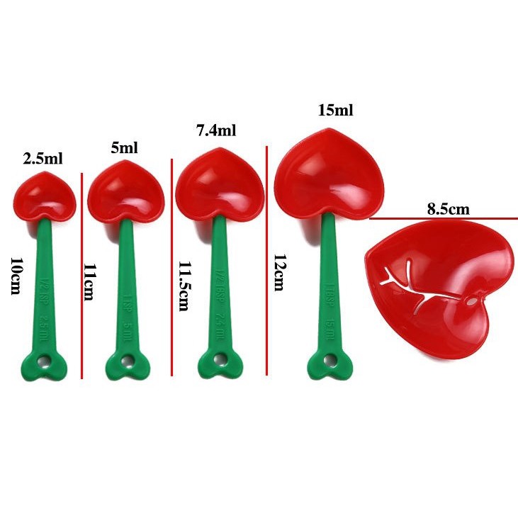 Bộ Thìa Đong (Muỗng) Đong Định Lượng Hình Trái Tim Kèm Tách Lòng Đỏ Trứng Gà Goodbabyvn