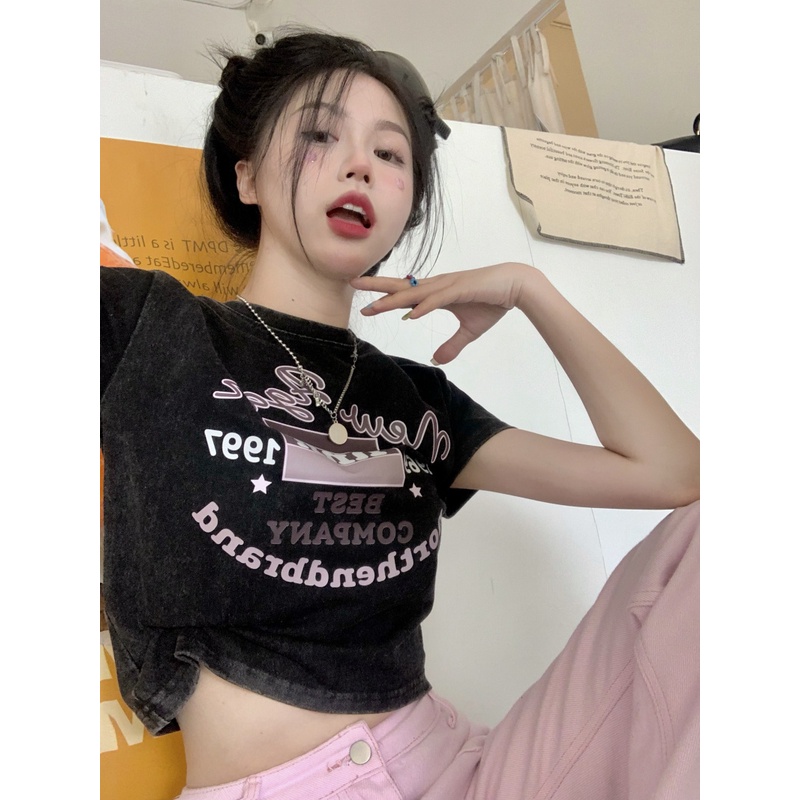 Áo Thun Nữ Ngắn Tay In Hình Phong Cách retro