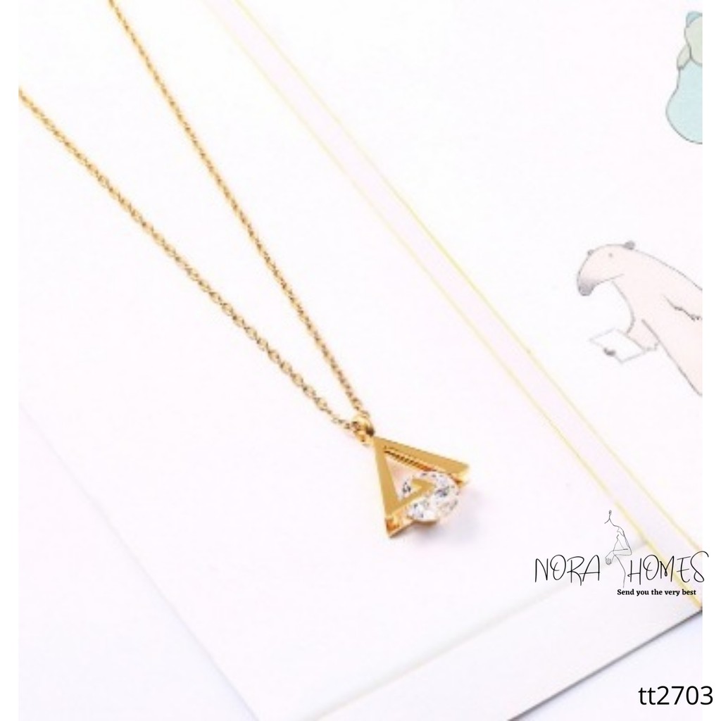 TT2703 - Dây chuyền titan tam giác kẹp đá