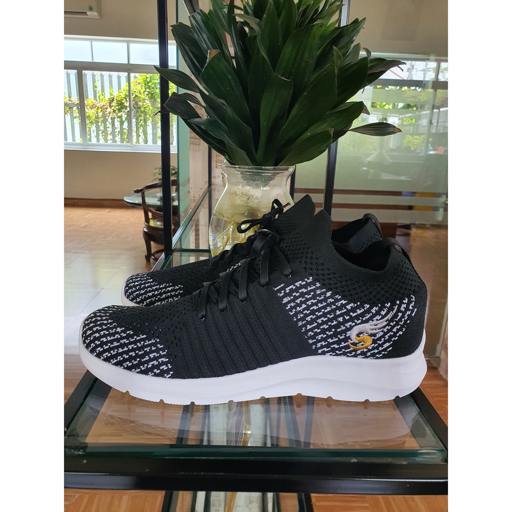 Giày thể thao nam 💖FREESHIP💖 Giày chạy bộ Sshoes-có dây, vải thun mềm nhẹ-Màu đen chất lượng ngang bitis 144-3-BLK