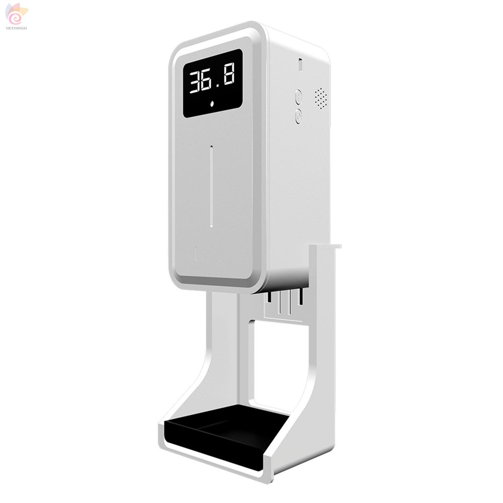 ET Rehabor A Wall-Mounted Body Thermometer Induction Soap Dispenser 2 in 1 Automatic Hand Sanitizer Stand with Dispenser IR Thermometer Temperature Alarm 450ML Hands Free Sanitizing Station Touch Free Sanitizer Dispenser with Drip Tray