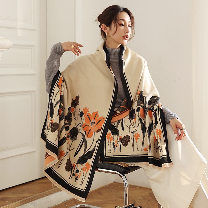 Khăn choàng giả cashmere in họa tiết phong cách cổ điển dành cho nữ