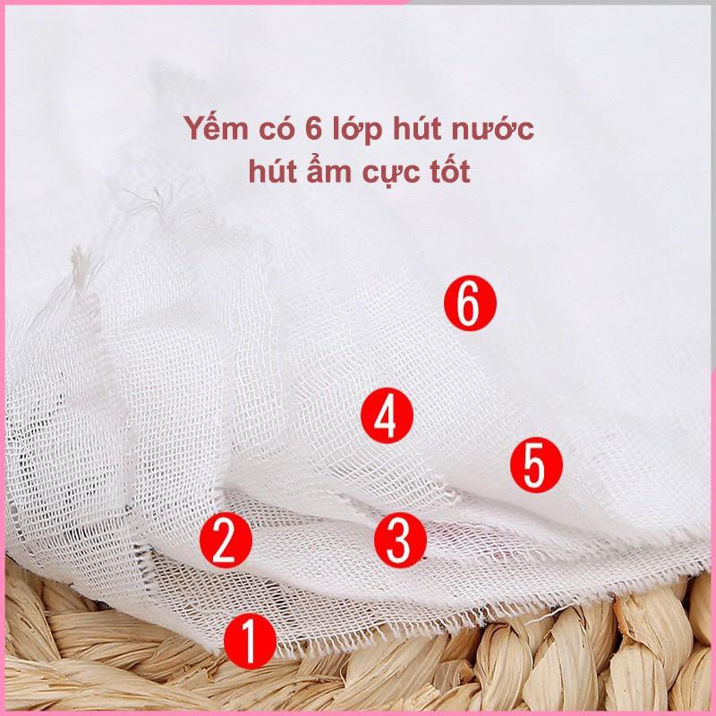 Yếm ăn dặm cho bé - yếm vuông chất liệu vải xô 6 lớp họa tiết in 2 mặt ngộ nghĩnh - Ahimom