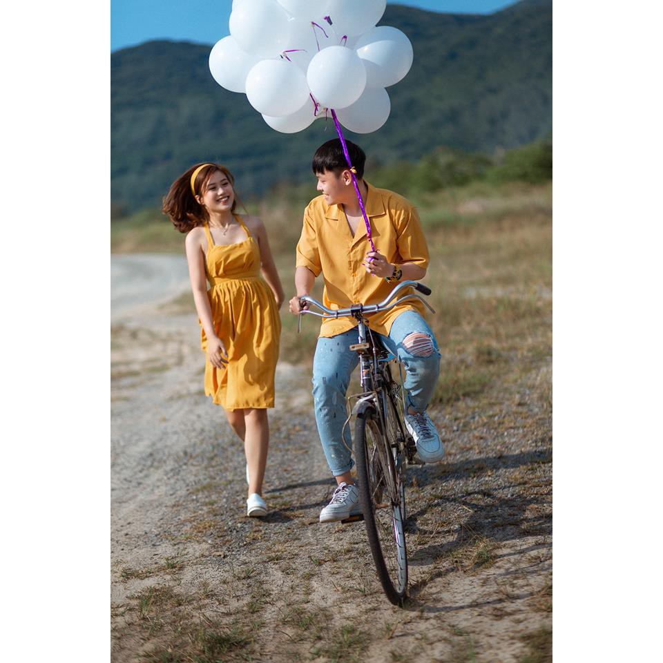 Đầm Maxi Dáng Xòe Vàng Hở Lưng Siêu Xinh | BigBuy360 - bigbuy360.vn