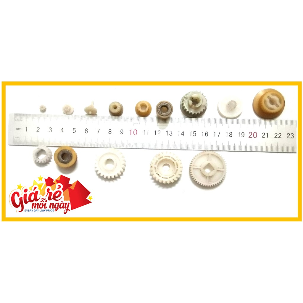 Combo Nhông nhựa 28 chi tiết - Bánh răng 5mm,1cm, 2cm, 3cm, D17cm - Đế nhựa DIY các loại