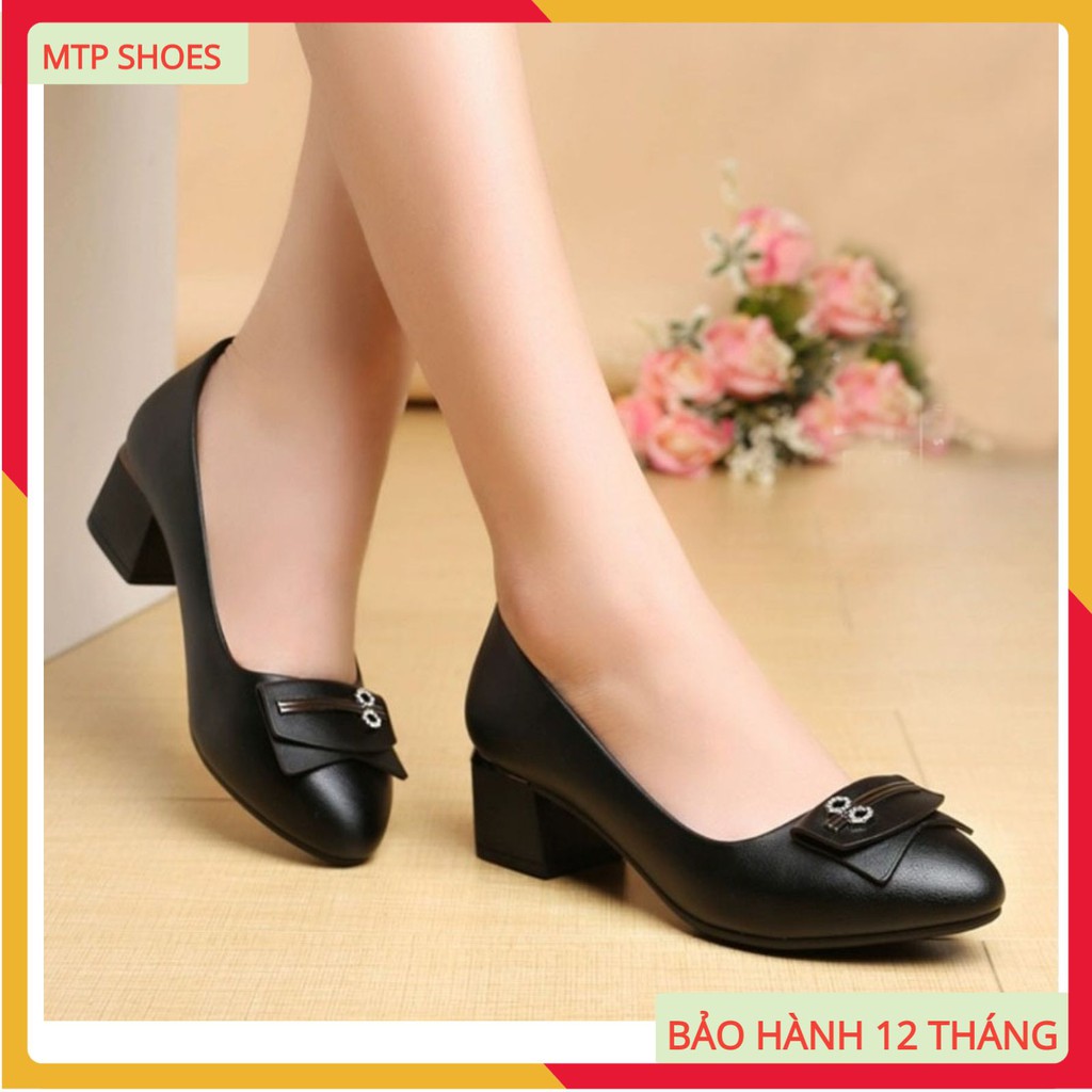 Giày búp bê ❤FREESHIP❤ giày công sở nữ - giày trung niên nữ đế vuông 4cm chất da lỳ cao cấp - BB24