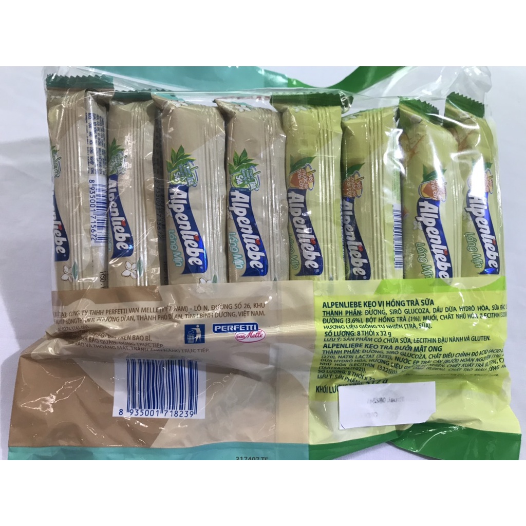 Kẹo Cây Trà Bưởi Mật Ong và Vị Hồng Trà Sữa Alpenliebe gói 512g (16 thỏi)