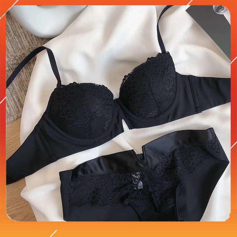Set bộ đồ lót nữ hàng cao cấp Vickkk phối ren, áo cup ngang, có gọng, mút đệm vừa, Mã B29070