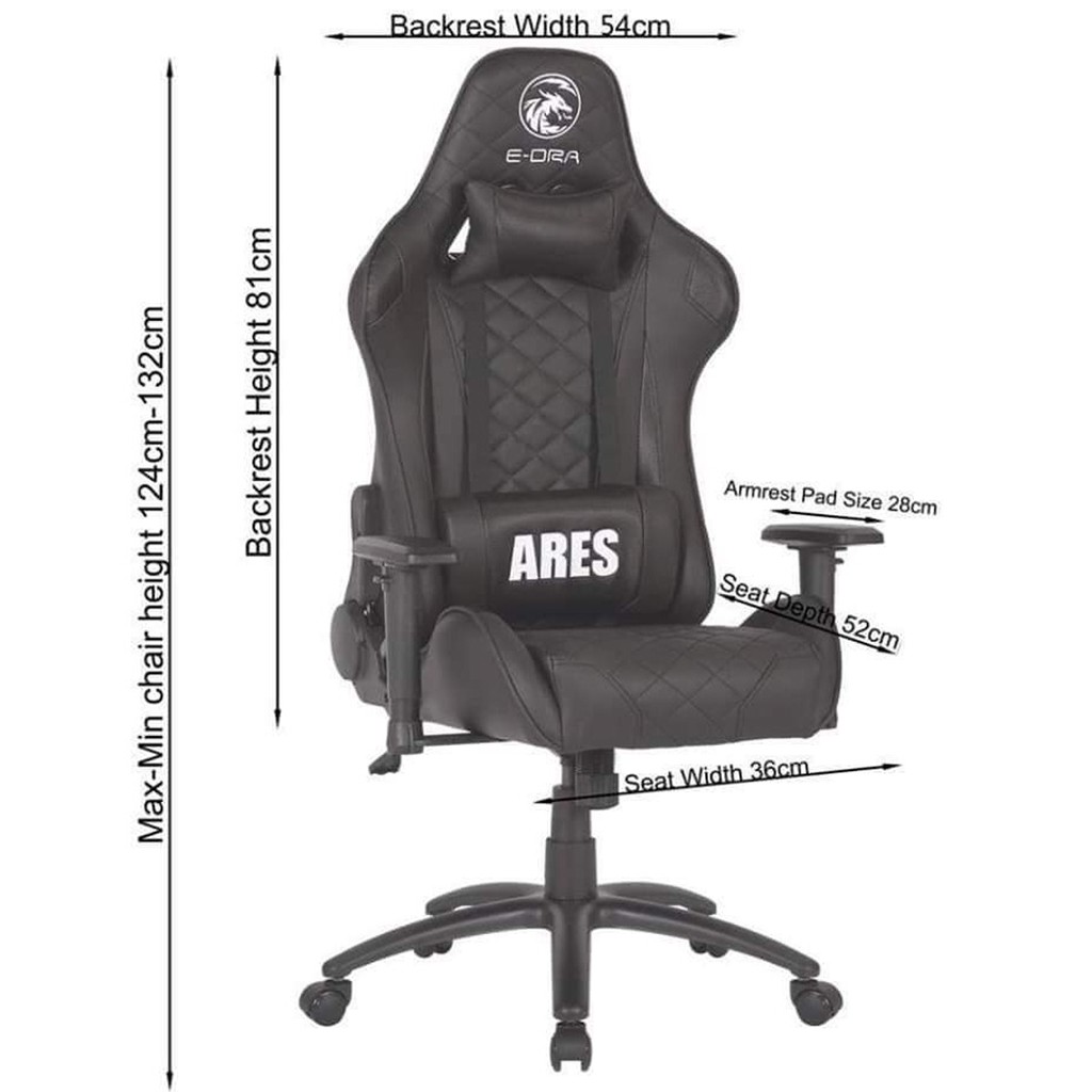 [Mã EDRA207 giảm 260]Ghế Gaming Ares E-DRA EGC 207 - Ghế Gaming cao cấp - Màu Đen, trắng, đỏ - Chất liệu: Da PU dễ dàng