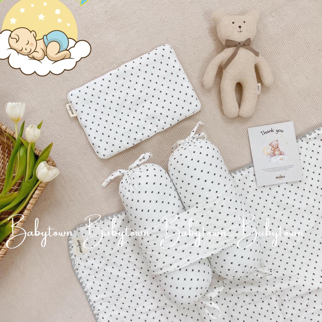 SET CHẶN BÔNG KÈM GỐI MOCHEE VẢI XÔ MUSLIN