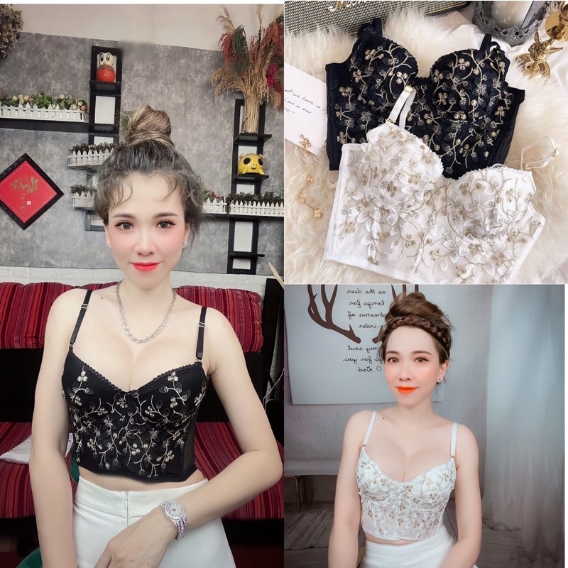 Áo cúp ngực thêu hoa chất- sang - xịn 😍😍 y hình 100%  ạ