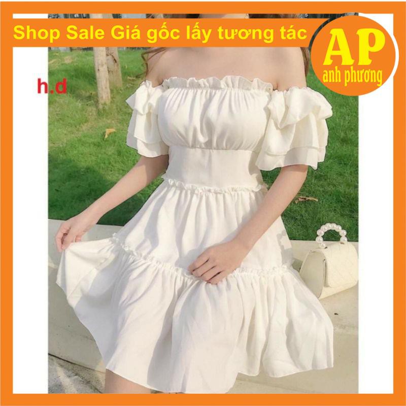 ( Sẵn) Đầm dự tiệc trễ vai tay bồng 3 tầng bèo, Váy Tiểu Thư Trắng Trễ Vai Hoặc Cổ Vuông Vintage hai màu Đen, Trắng | BigBuy360 - bigbuy360.vn