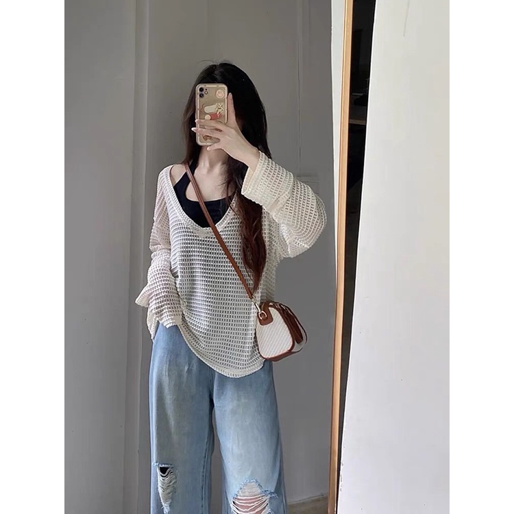 Set áo lưới form rộng mix yếm crotop ylzzang