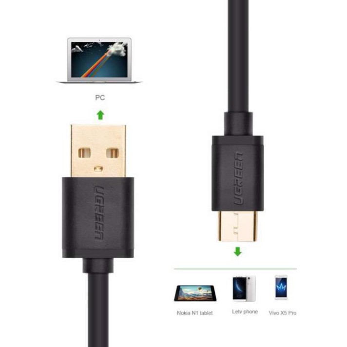 HOT- Cáp sạc và truyền dữ liệu USB 2.0 sang USB Type C, dài từ 0.25-3m UGREEN US141