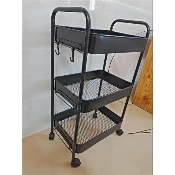 Kệ Đa Năng 3-4 Tầng Để Đồ Nâng Cấp Bằng Sắt, Kệ xe đẩy Sa Tay Cầm Kiểu Mới